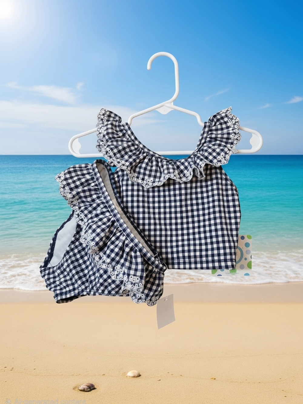 Little Me New With Tags - Navy Gingham Ruffle Bikini Set for Kids